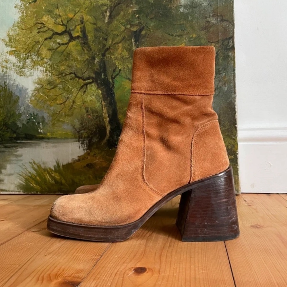 ASOS Tan Suede Heeled Boots